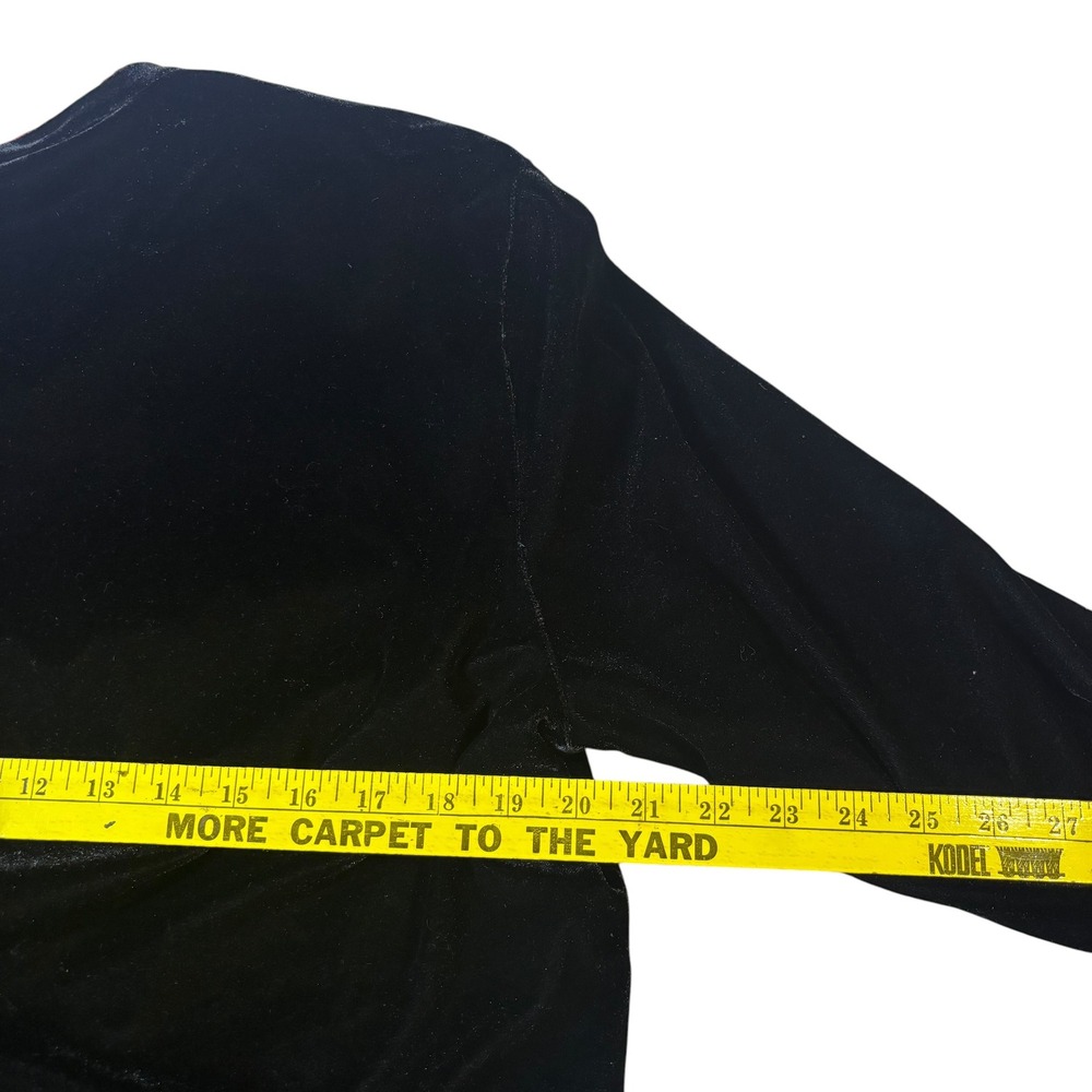 Newport News Black Velvet Mandarin Jacket Red Floral Embroidery Frog Closure 12 - Picture 10 of 13